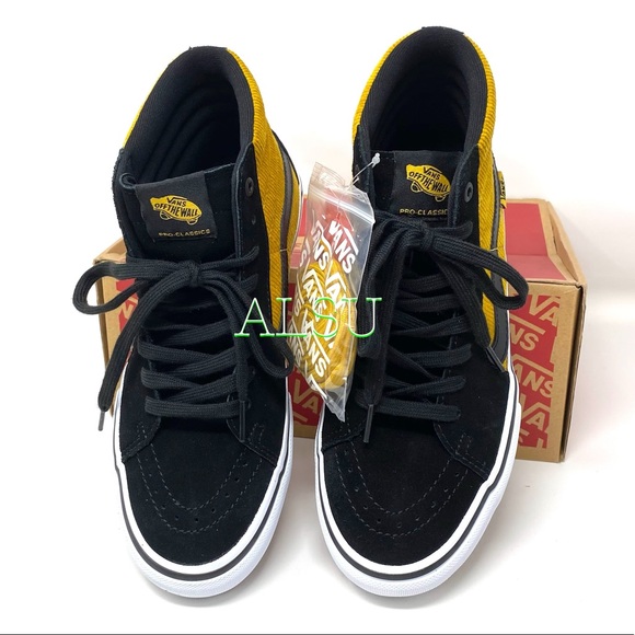 VANS SK8-HI Pro Corduroy Suede Canvas Women Yellow - Picture 8 of 12